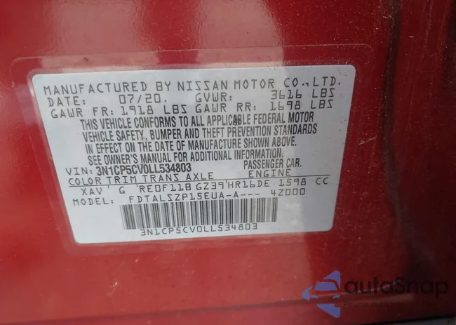 3N1CP5CV0LL534803: 43036003