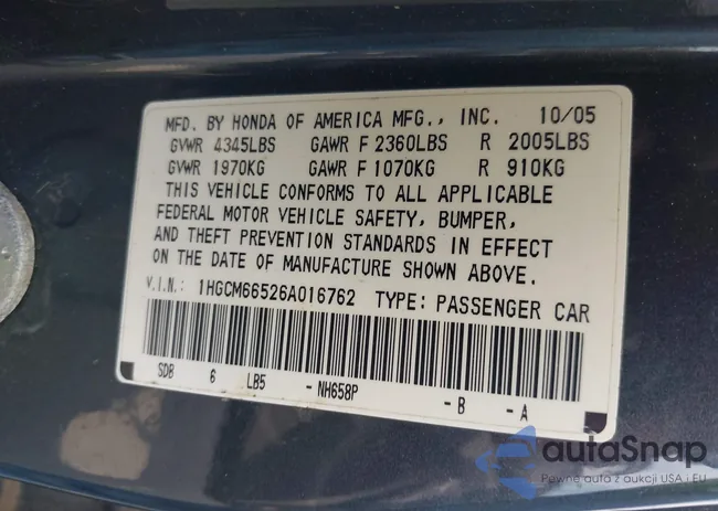 1HGCM66526A016762: 43036069