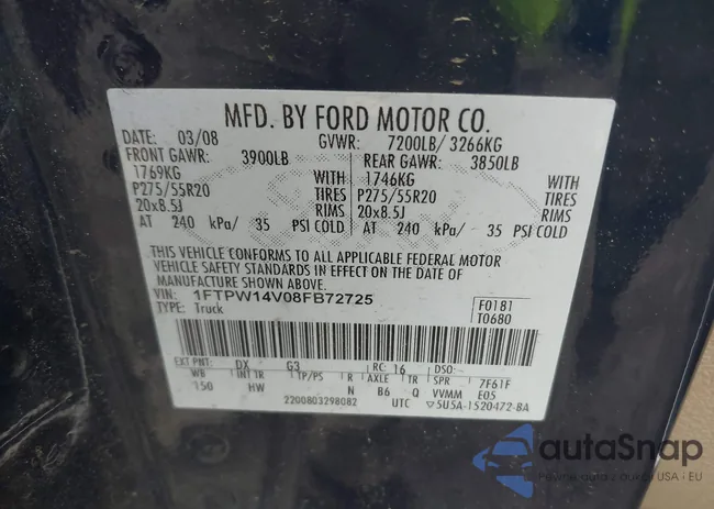 1FTPW14V08FB72725: 43036179