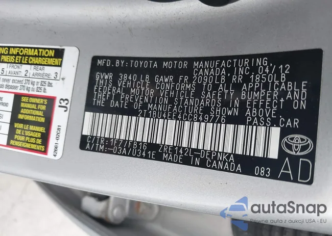 2T1BU4EE4CC849776: 43036220