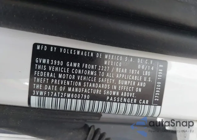 3VWF17AT2FM600790: 43037407