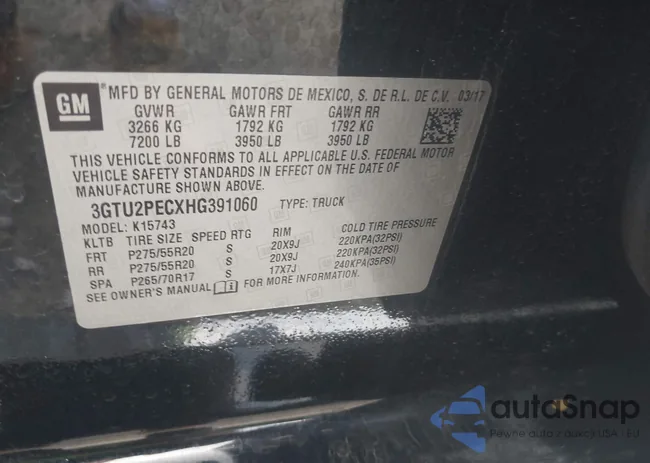 3GTU2PECXHG391060: 43037606