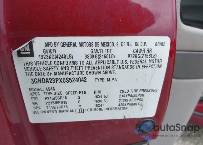 3GNDA23PX6S524042: 43037615