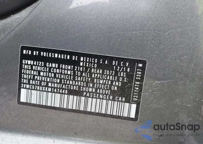 3VWC57BUXKM147446: 43037657