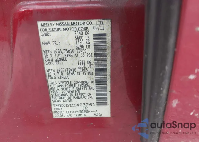 5Z61D0EV1CC403261: 43036858