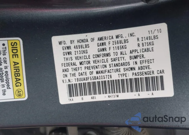 19UUA8F55BA005726: 43036860