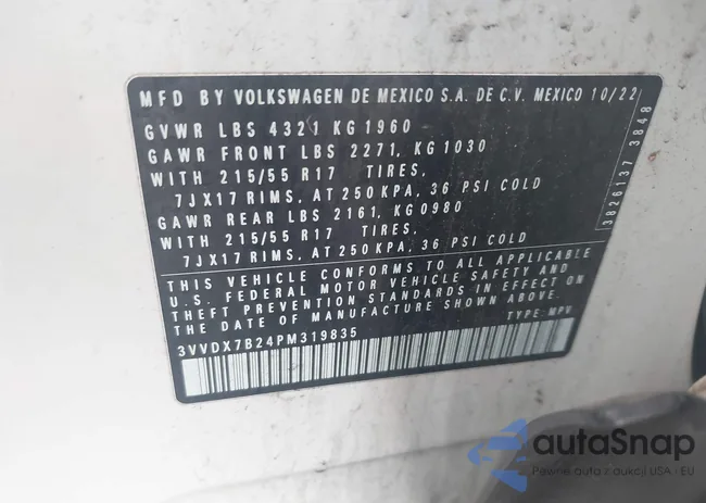 3VVDX7B24PM319835: 43038448