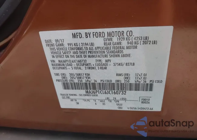 MAJ6P1CL6JC160732: 43038573