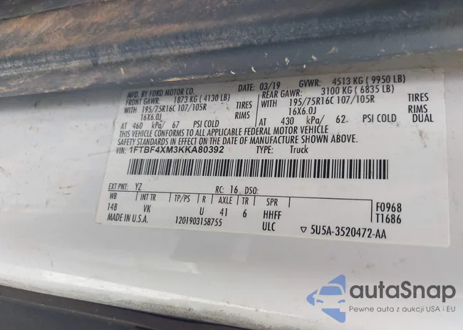 1FTBF4XM3KKA80392: 43038580