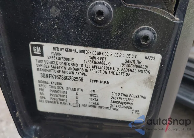 3GNFK16Z33G262568: 43037974