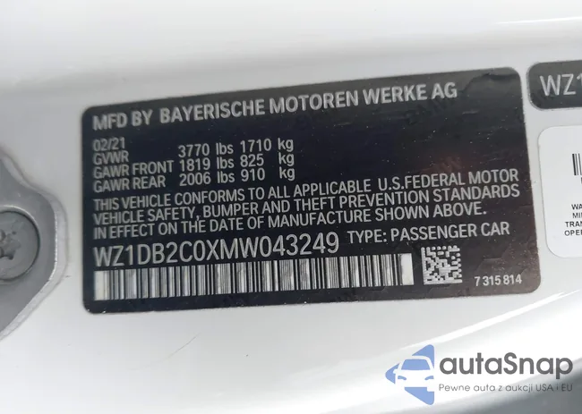 WZ1DB2C0XMW043249: 43039417