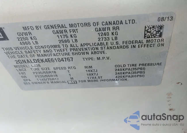 2GNALDEK4E6104767: 43039431