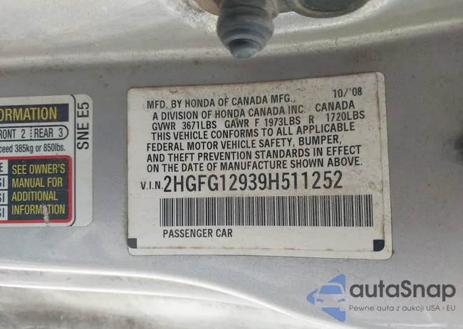 2HGFG12939H511252: 43039513