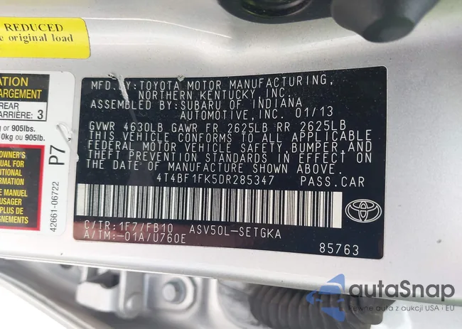 4T4BF1FK5DR285347: 43038997