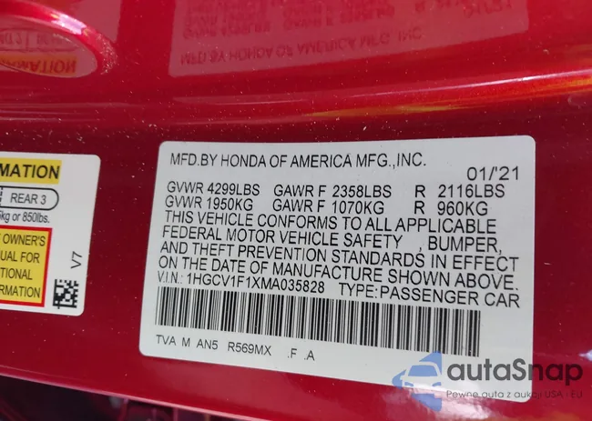 1HGCV1F1XMA035828: 43039010