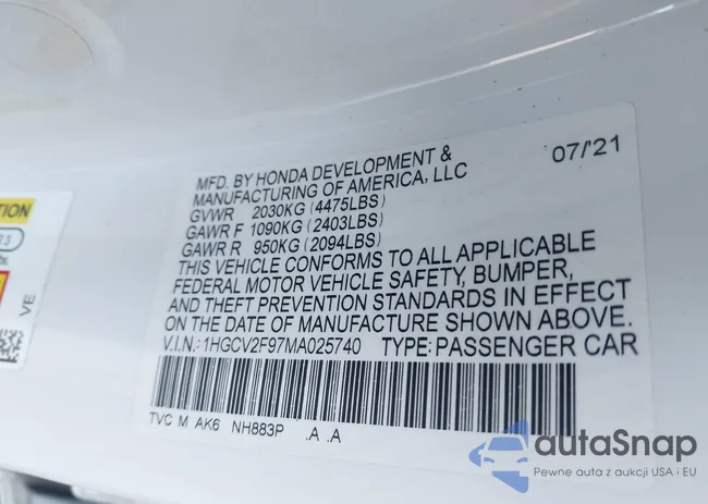 1HGCV2F97MA025740: 43039210