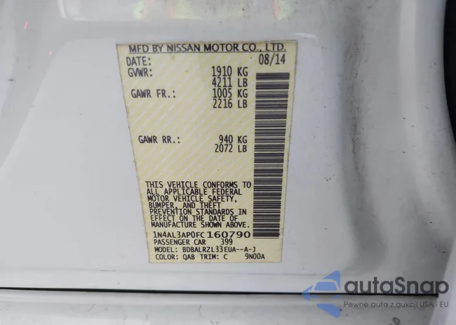 1N4AL3AP0FC160790: 43039234