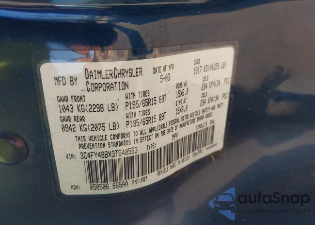 3C4FY48BX3T640563: 43040260