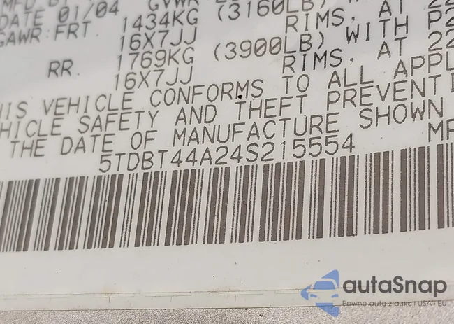 5TDBT44A24S215554: 43040836