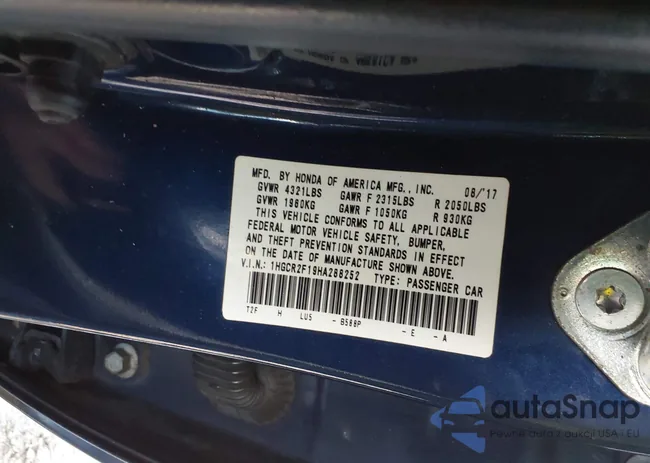 1HGCR2F19HA288252: 43039873