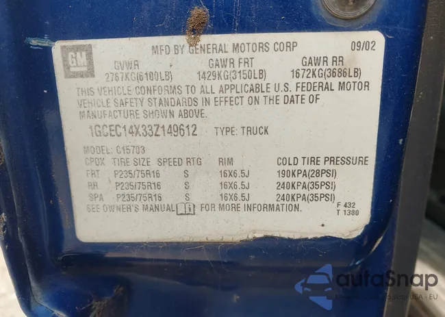 1GCEC14X33Z149612: 43039881