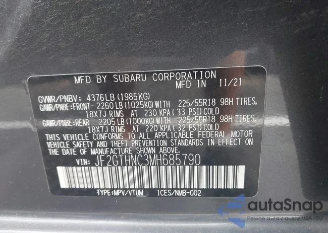 JF2GTHNC3MH685790: 43040039