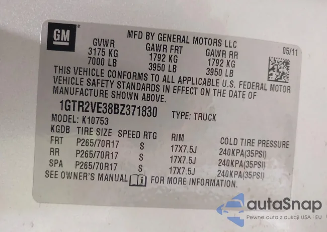 1GTR2VE38BZ371830: 43040157