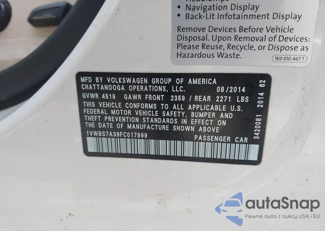 1VWBS7A39FC017999: 43041264