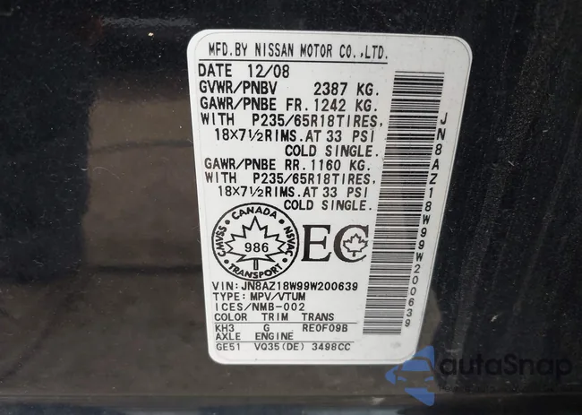 JN8AZ18W99W200639: 43041311