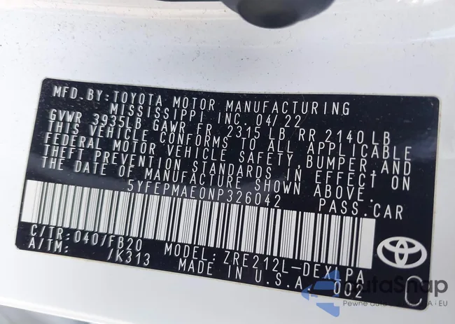 5YFEPMAE0NP326042: 43041419