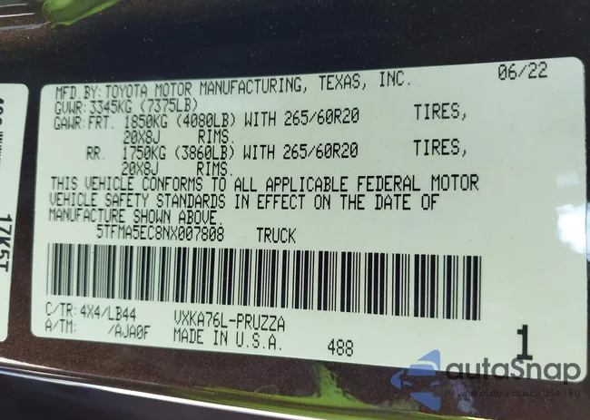 5TFMA5EC8NX007808: 43041446