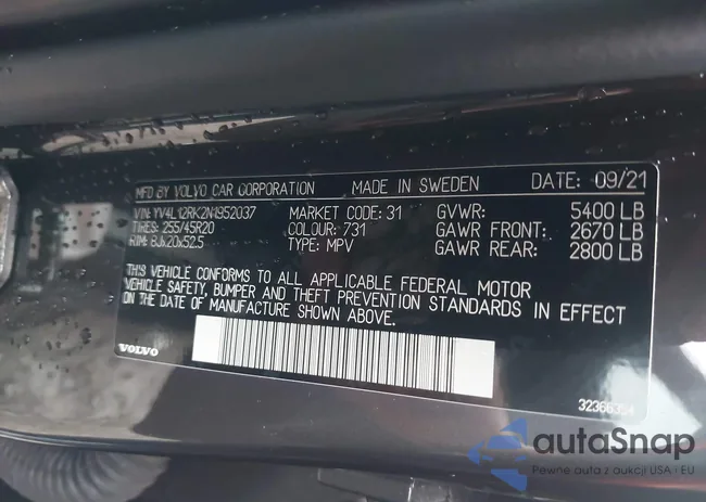 YV4L12RK2N1952037: 43041540