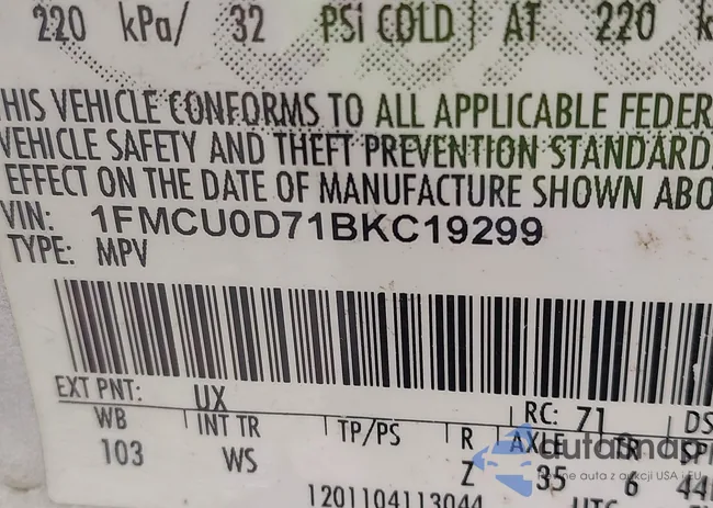 1FMCU0D71BKC19299: 43041543