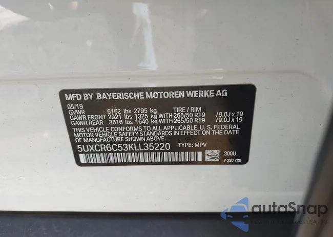 5UXCR6C53KLL35220: 43041627