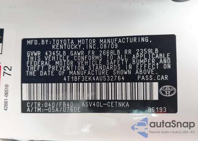 4T1BF3EK4AU532764: 43041655