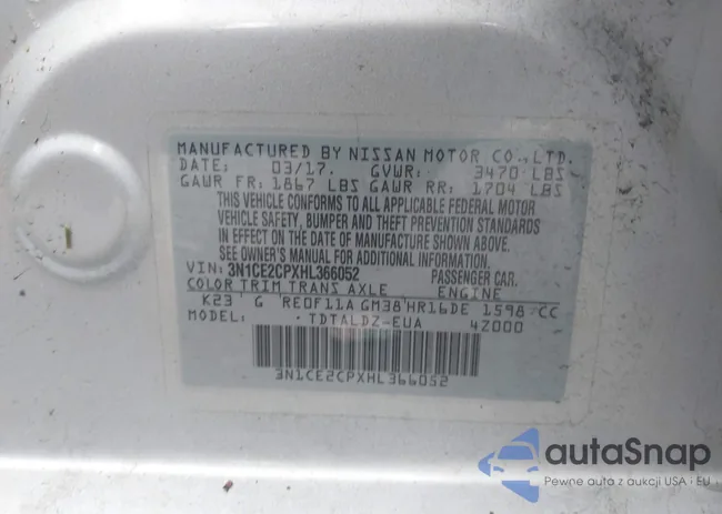 3N1CE2CPXHL366052: 43041734