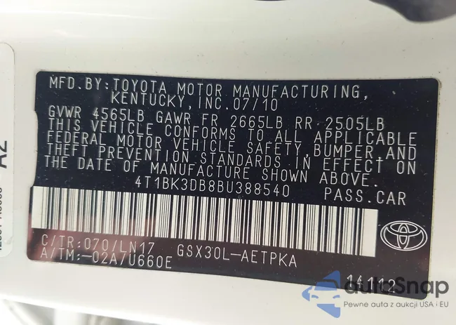 4T1BK3DB8BU388540: 43041753