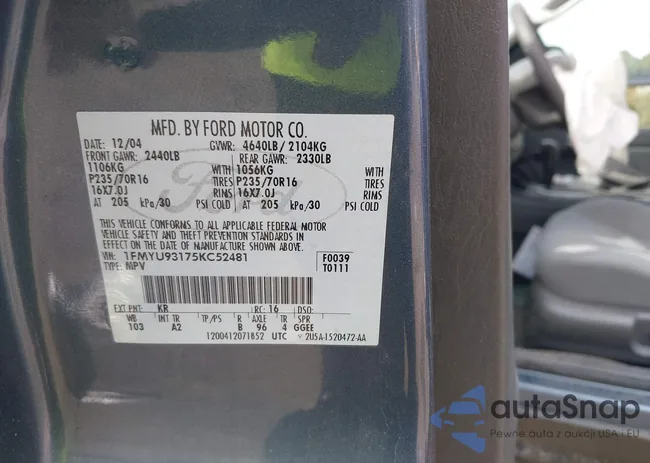 1FMYU93175KC52481: 43041787