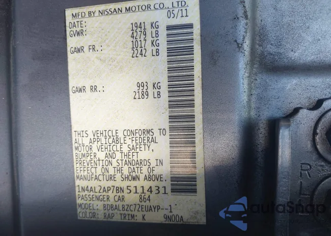 1N4AL2AP7BN511431: 43040968