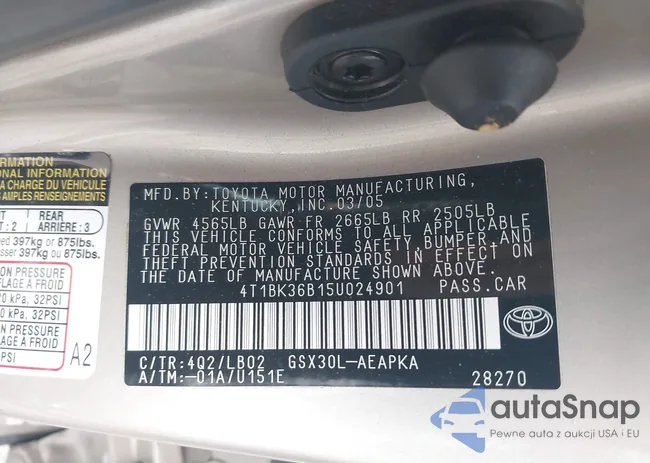 4T1BK36B15U024901: 43040997