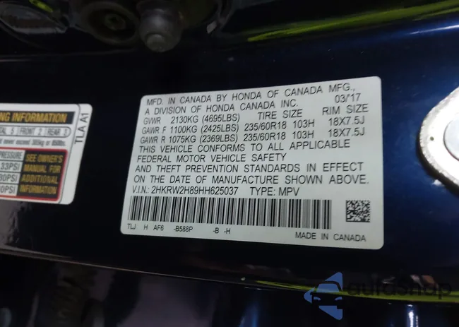 2HKRW2H89HH625037: 43041033