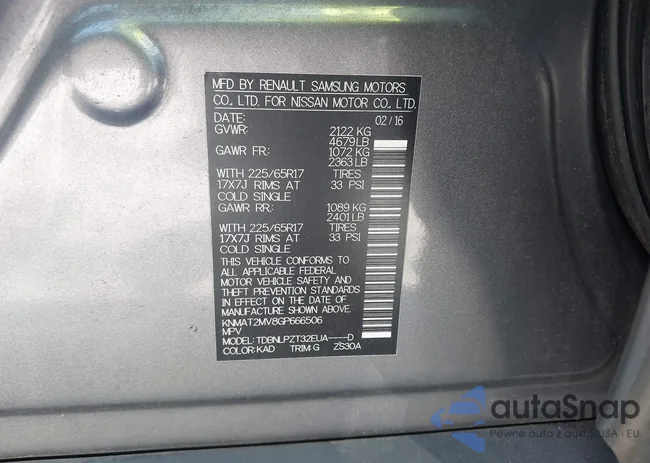 KNMAT2MV8GP666506: 43041057