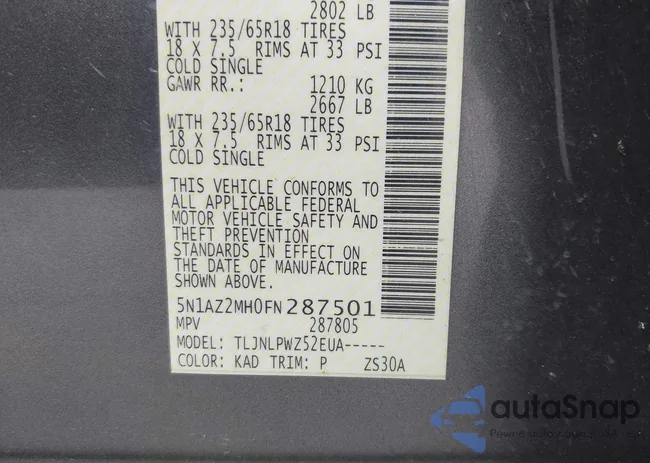 5N1AZ2MH0FN287501: 43041081