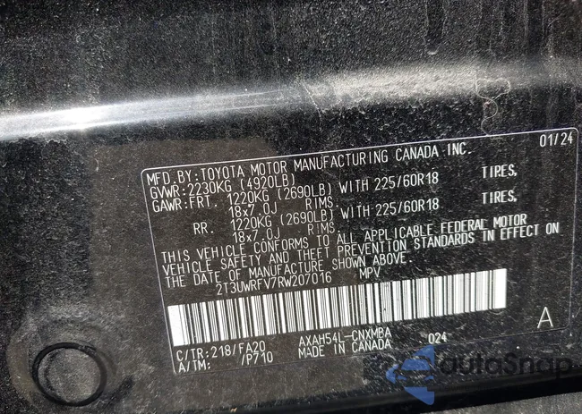 2T3UWRFV7RW207016: 43041117