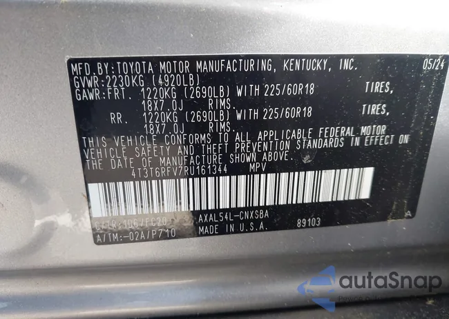 4T3T6RFV7RU161344: 43041131