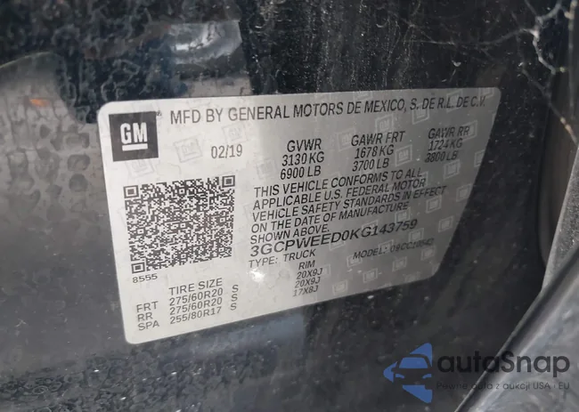 3GCPWEED0KG143759: 43042408