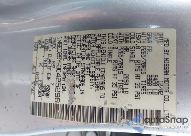 1N6ED29Y63C425298: 43042480