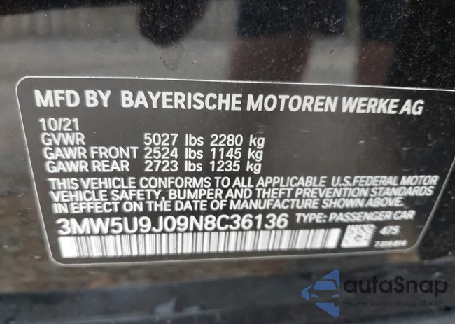 3MW5U9J09N8C36136: 43042503