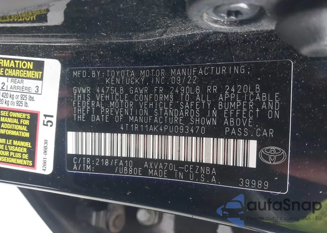 4T1R11AK4PU093470: 43042589