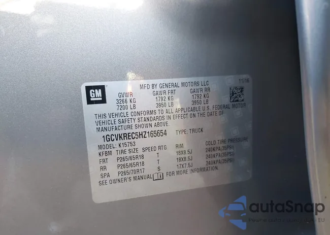 1GCVKREC5HZ165654: 43042633